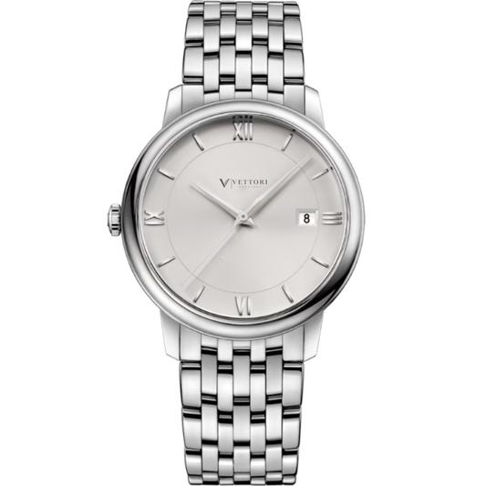 Vettori Classic Prestige 40mm – Silver Sunburst Dial